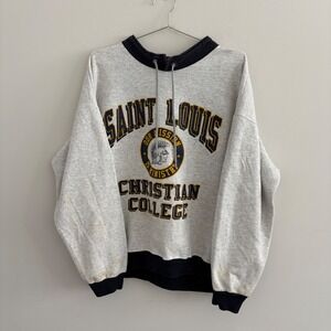 Vintage College House Saint Louis Christian College Sweatshirt XL Grey USA Made